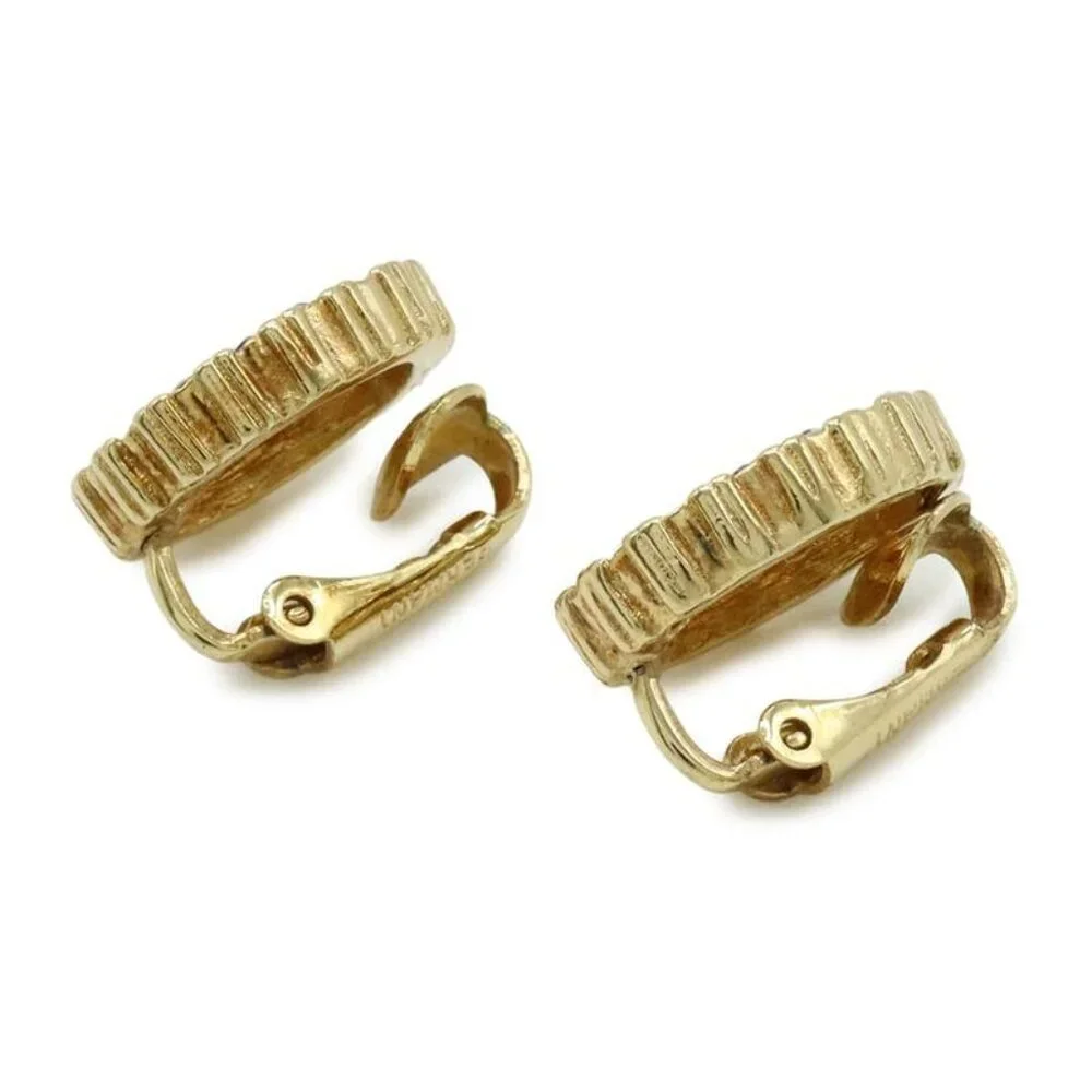 Christian Dior Logo Earrings GP Rhinestone - Picture 3 of 5